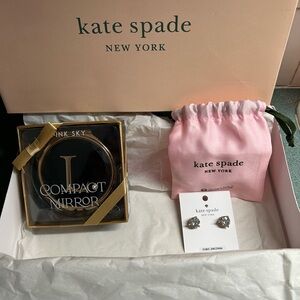 Kate Spade Gold and Silver Earrings with Pink Pouch
